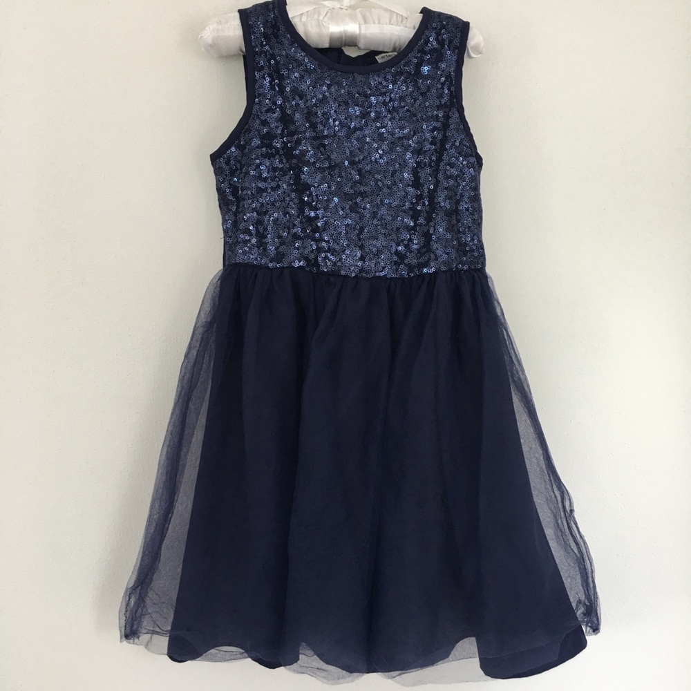 Carters girls 5t Navy sequin blue tulle dress 5